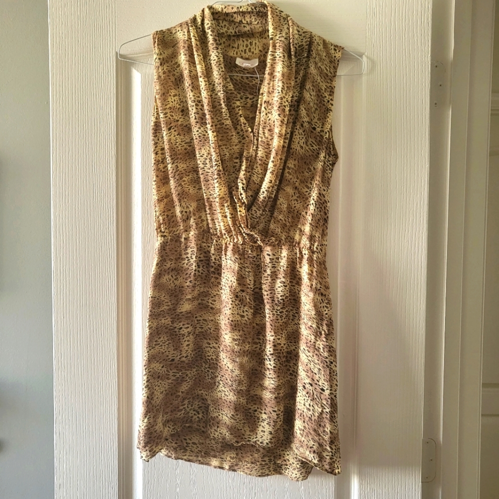 Parker Silk Cheetah Sleeveless Blouse Size L